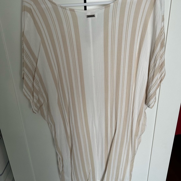 Billabong Women's Lightweight Swim Cover-up Beige & White With Fringe Size Large - Picture 4 of 8